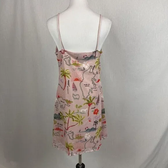 Urban outfitters Elodie printed mini dress tropical pink babydoll size XL - Picture 6 of 7